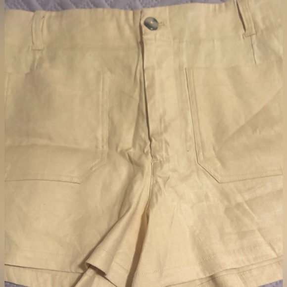 NWT MAEVE Anthropologie The Colette Shorts Yellow Linen Blend Pockets Size‎ 32. - Picture 5 of 6